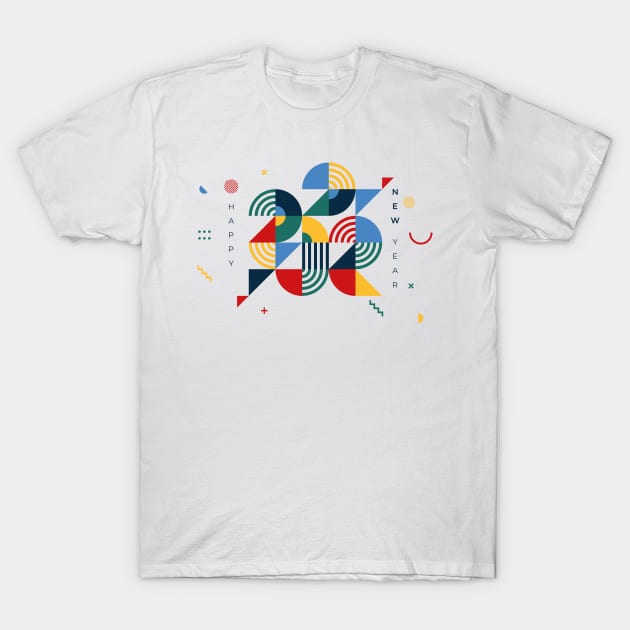 Happy New Year 2022 // Modern Geometric Design T-Shirt by SLAG_Creative